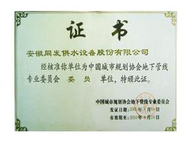 中國(guó)城市規(guī)劃協(xié)會(huì)地下管線(xiàn)委員證書(shū)